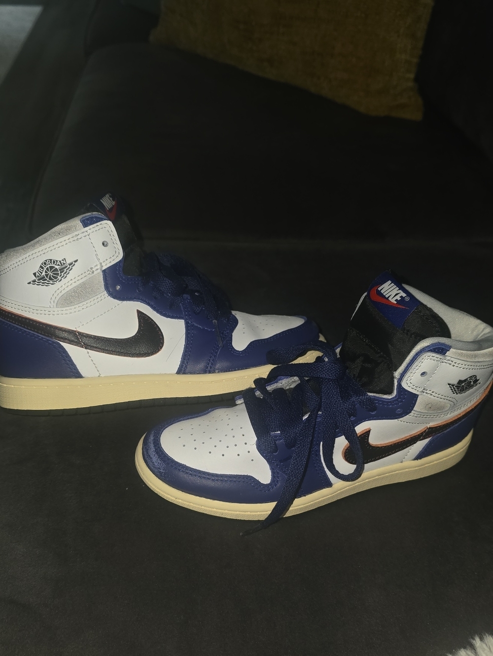 Jordan Kids High-Top Sneakers White Navy Black with Cream Sole